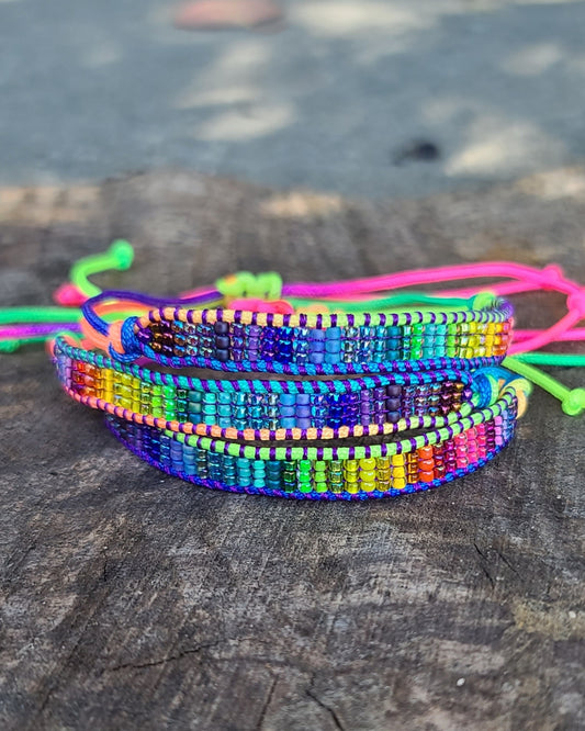 Beaded Rainbow Gradient Bracelet Set of 3