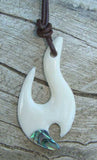 Maori Fish Hook Paua Shell Necklace