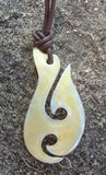 Maori Hei Matau Yellow Mother of Pearl Fish Hook Necklace