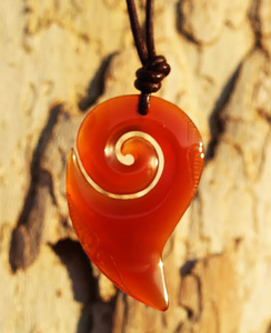 Maori Koru Red Agate Gemstone Necklace