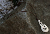 Fish Hook Hand Carved Maori Hei Matau Triple Twist Bone Pendant