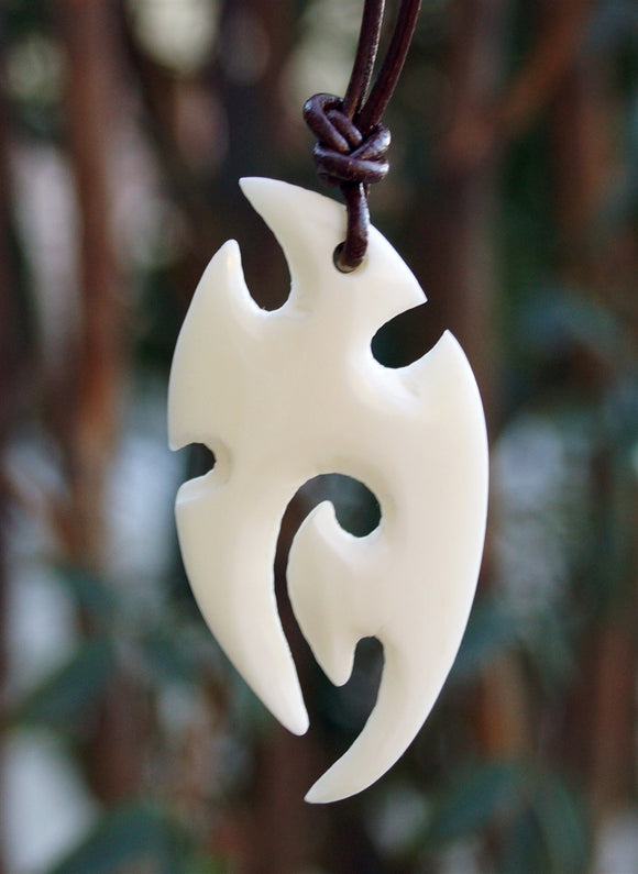 Hei Matau Maori Jagged Bone Fish Hook Necklace