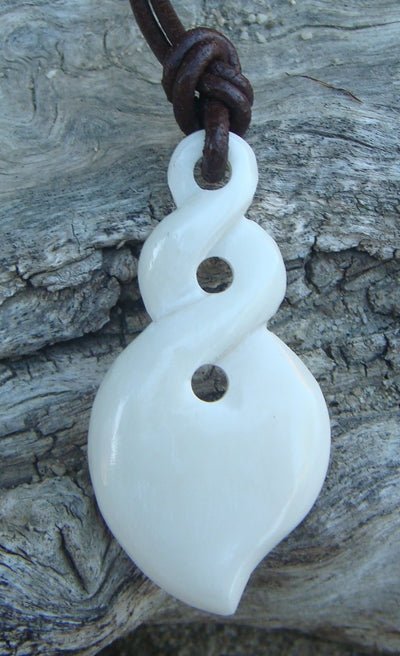 Bone Jewelry | Hawaiian Spiral of Life Bone Necklace. Carved Jewelry.