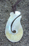 Hawaiian Mother of Pearl Fish Hook  Necklace