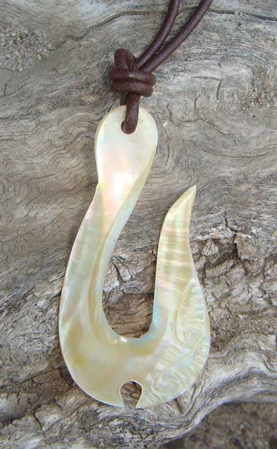 Hei Matau Maori Yellow Mop Fish Hook Necklace
