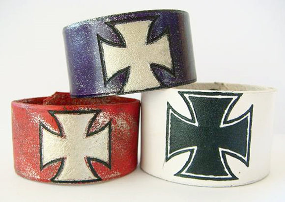 Iron Cross Leather Bracelet