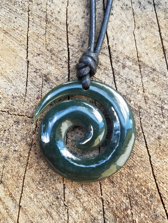 Maori Jade Koru Spiral Necklace