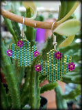 Peyote Stitch Cactus Beaded Earrings