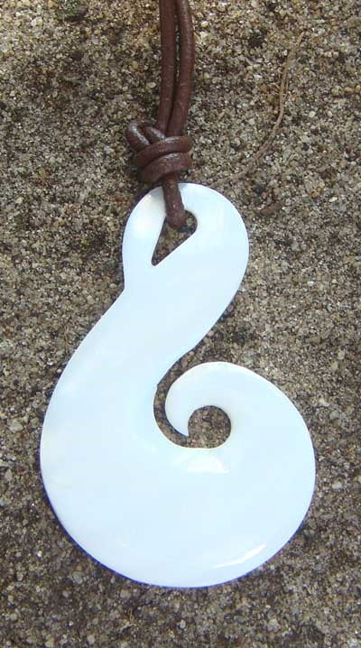 Leather Surfer Necklace With Maori Fish Hook Koru | sunnybeachjewelry